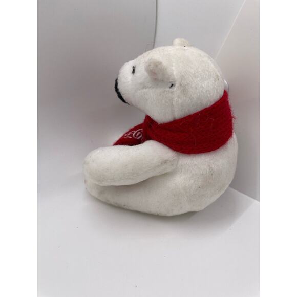Coca Cola Polar Bear 4" White Plush Stuffed Animal With Scarf - Picture 2 of 4